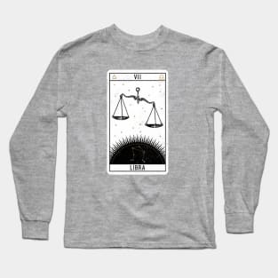 Libra Distressed Goth Tarot Zodiac Sign Long Sleeve T-Shirt